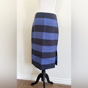Banana Republic Striped Blue and Black Midi Skirt